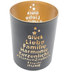 Windlicht Schrift schwarz VE 48